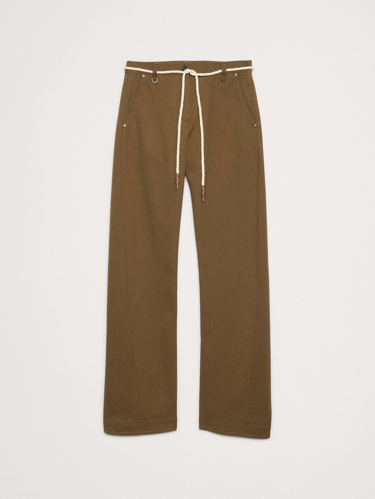 L'image numéro 5 présente Pantalon droit à couture oblique à taille mi-basse