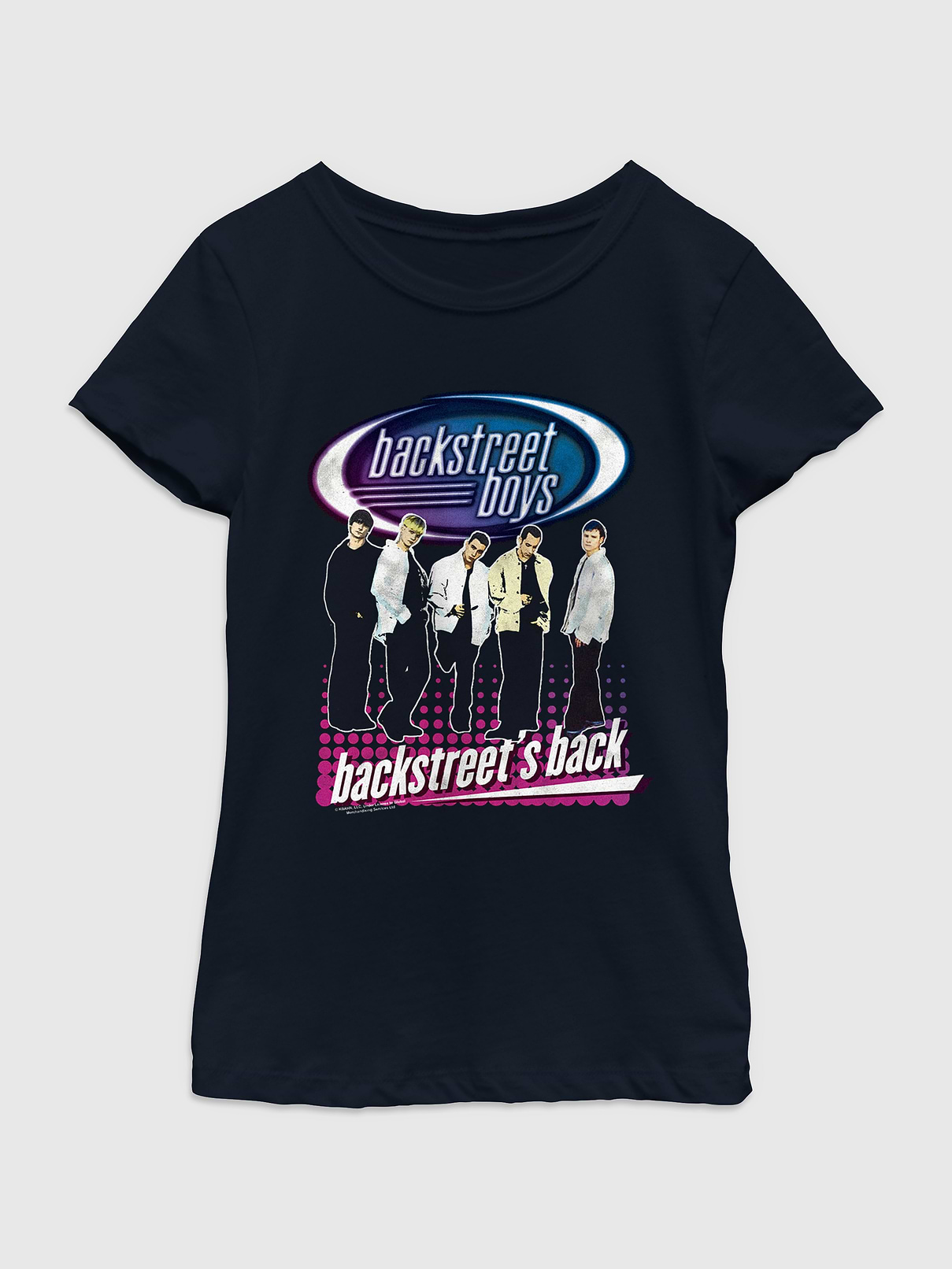 Image 1 of 4, Soft cotton T-shirt., Crewneck., Short sleeves., Officially licensed Backstreet Boys 90S Bsb Back Graphic at front.
