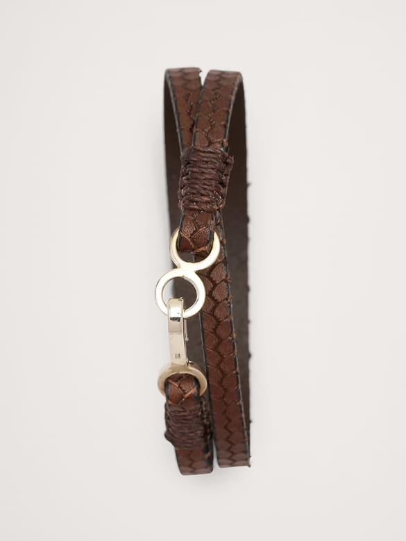 Embossed Leather Double Wrap by Caputo & Co