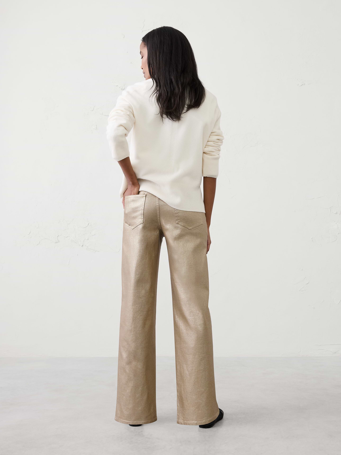 Image number 2 showing, Straight High-Rise Metallic Pant