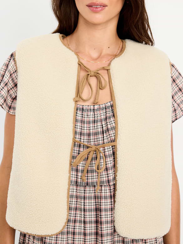 Tie-Front Sherpa Vest
