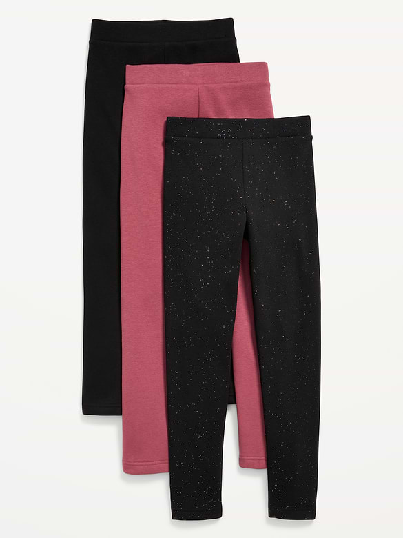 Legging long en molleton à taille haute pour fille (paquet de 3)