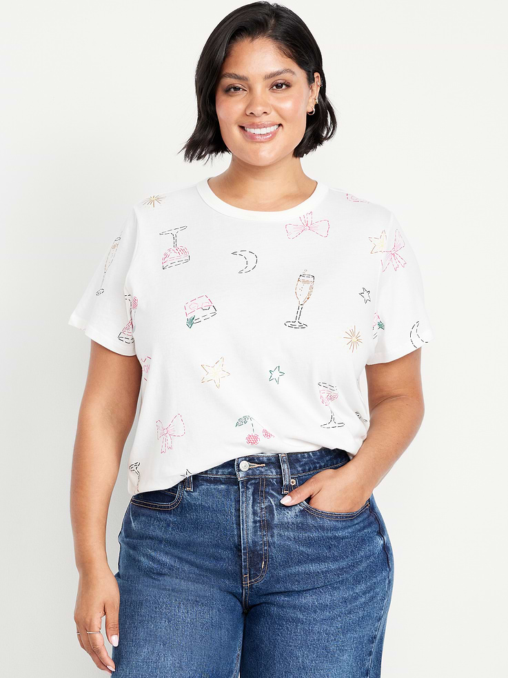L'image numéro 7 présente T-shirt passe-partout ras du cou à motif
