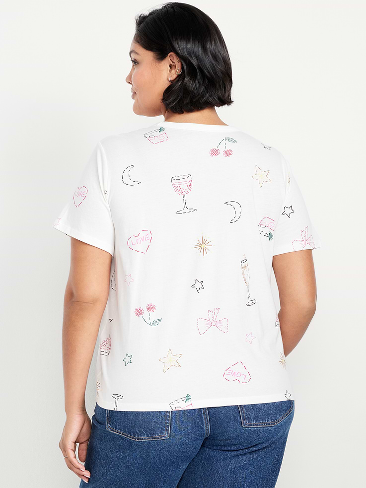 L'image numéro 8 présente T-shirt passe-partout ras du cou à motif