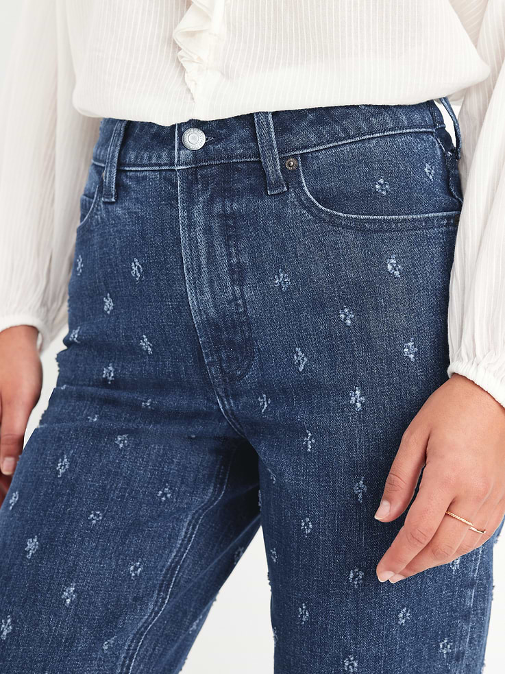 Image number 5 showing, Extra High-Waisted Textured Straight Jeans
