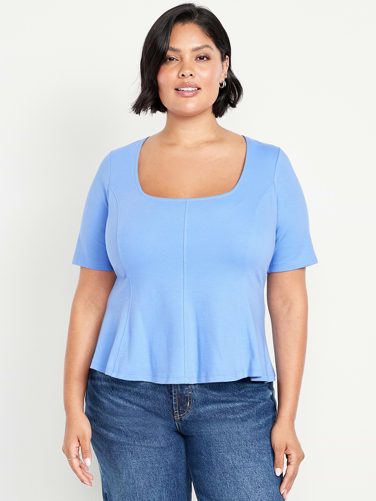 Image number 7 showing, Square-Neck Peplum Top