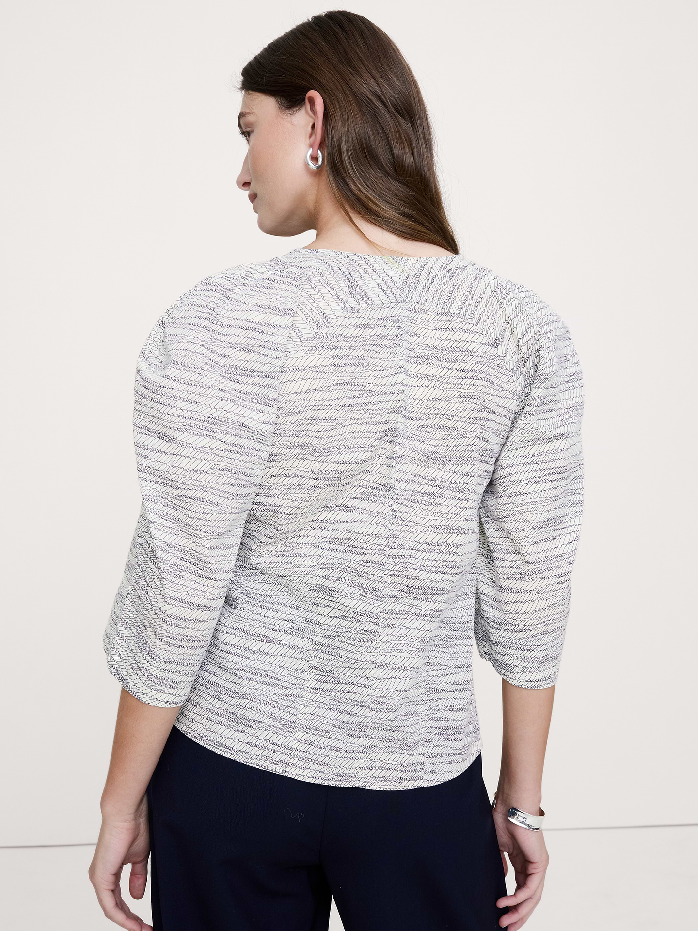Image number 6 showing, Stretch-Cotton Volume-Sleeve Top