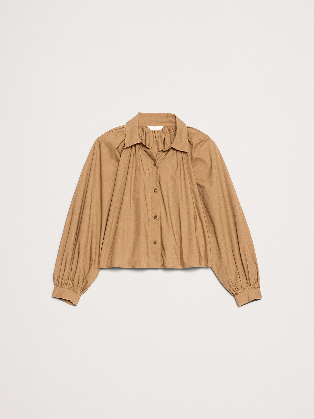 Cotton Poplin Balloon-Sleeve Shirt | Banana Republic