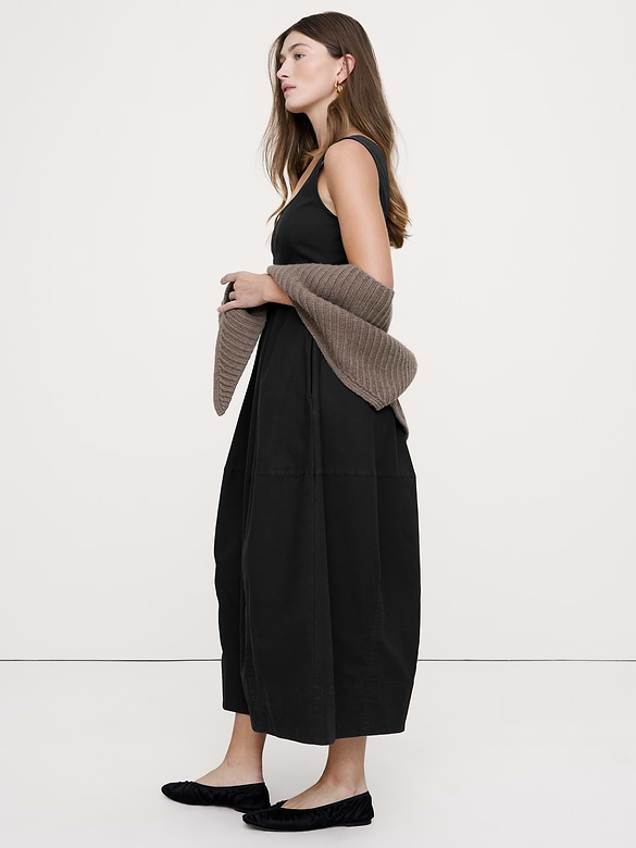 Stretch-Cotton Barrel Midi Dress