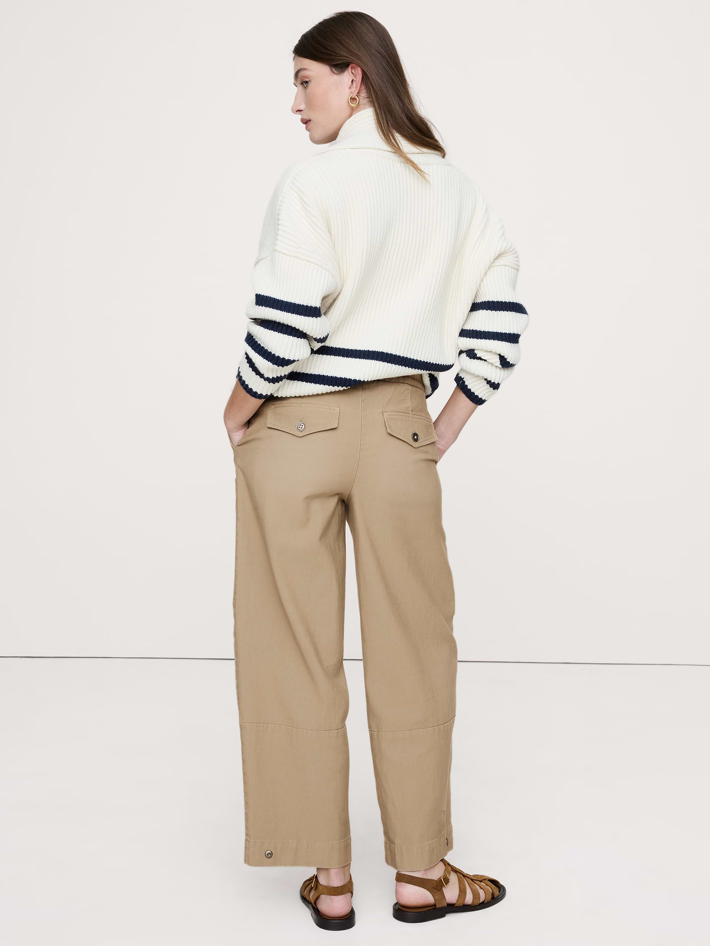 Image number 3 showing, Wide-Leg Textured Twill Pull-On Pant