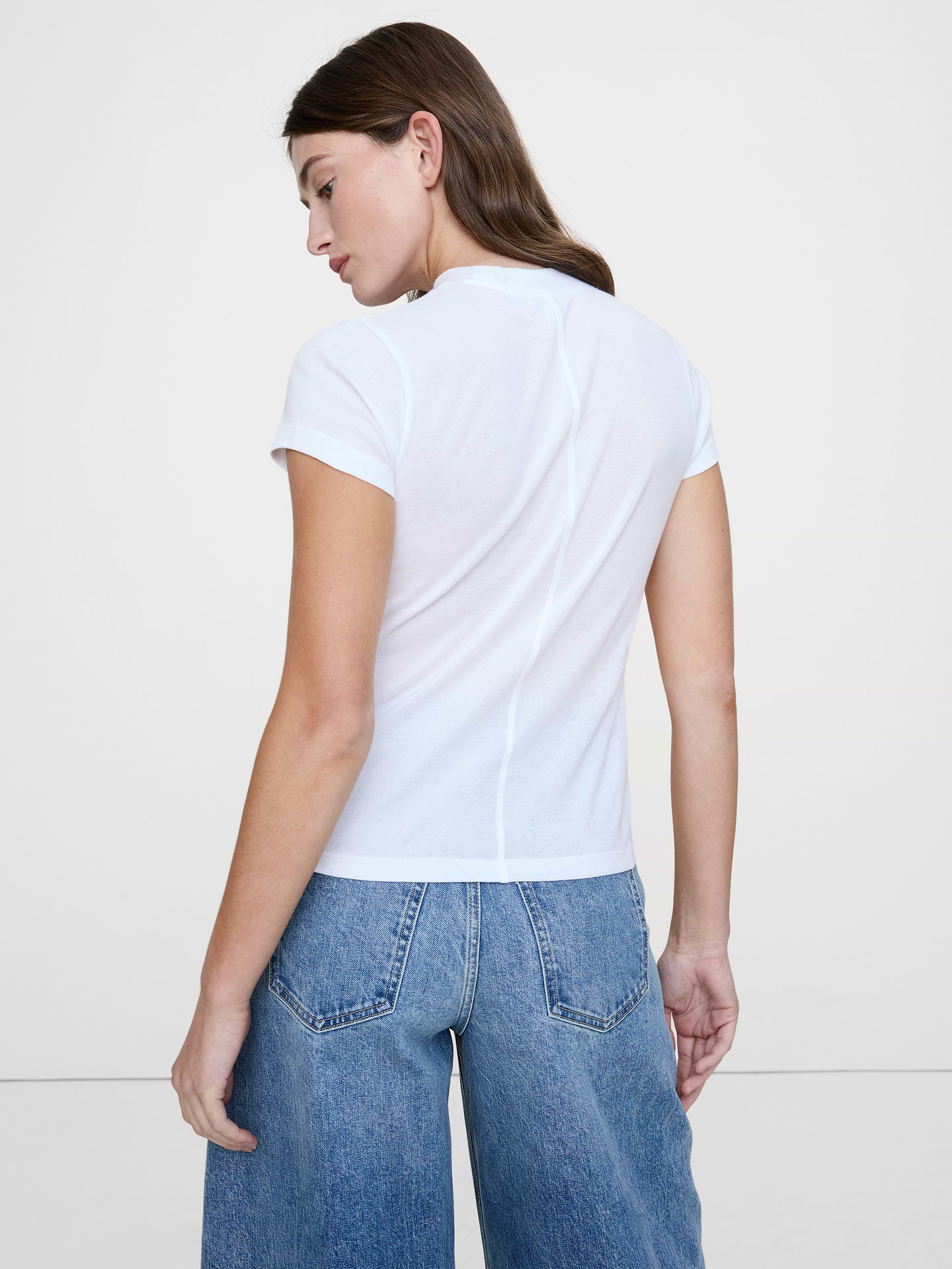 Image number 2 showing, Airy Cotton Mock-Neck T-Shirt