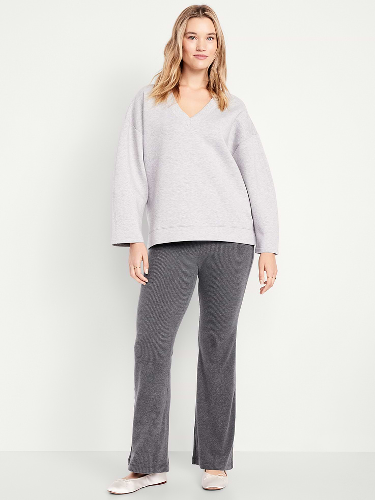 Image number 4 showing, High-Waisted Fashion Ribbed Flare Leggings