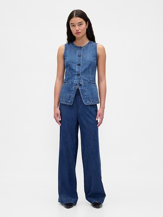 Mid Rise UltraSoft Pleated Baggy Jeans - Dark indigo by Gap