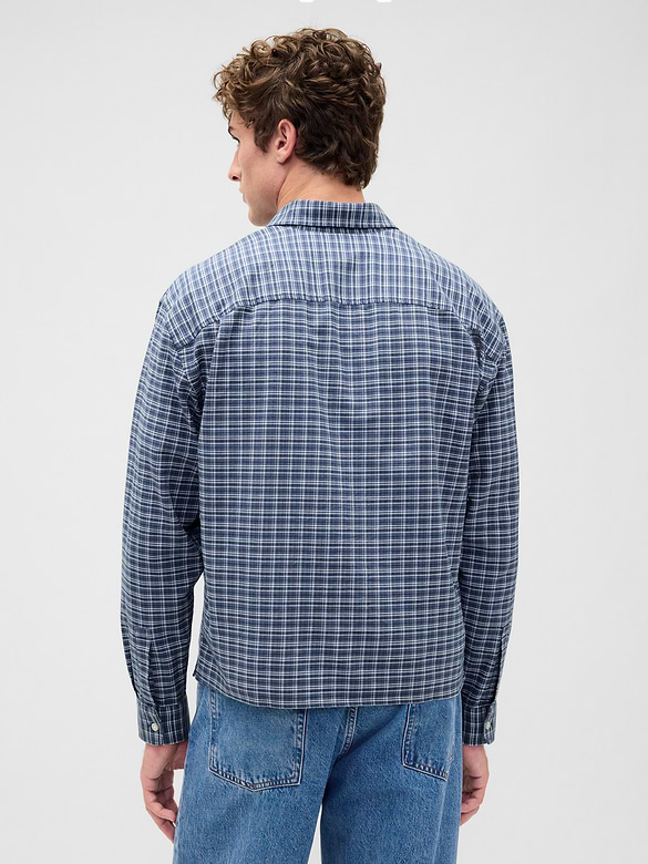 Relaxed Crop Straight-Hem Oxford Shirt