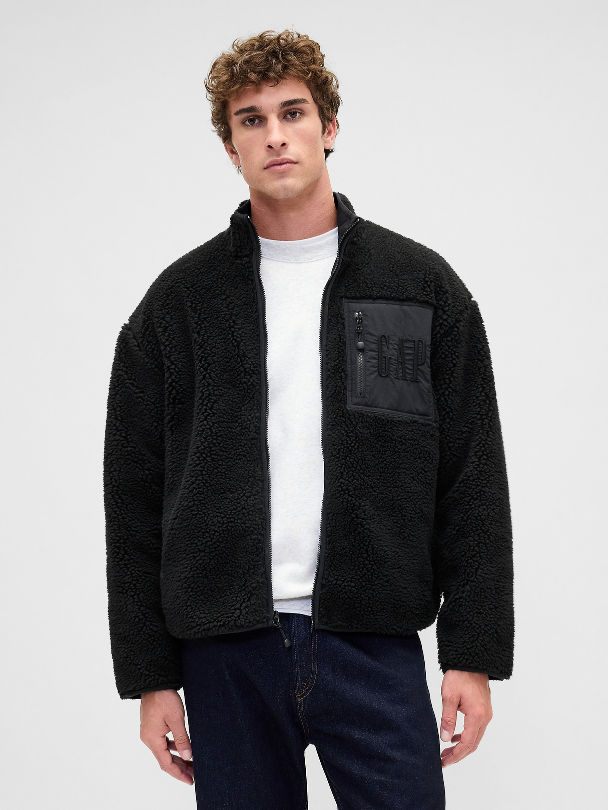 GAP ロゴ フリース ジャケット 新品 未使用 Recycled Sherpa Oversized Logo Zip Jacket | Gap