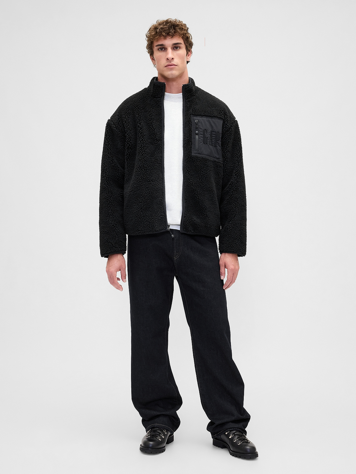 Recycled Sherpa Oversized Logo Zip Jacket | Gap