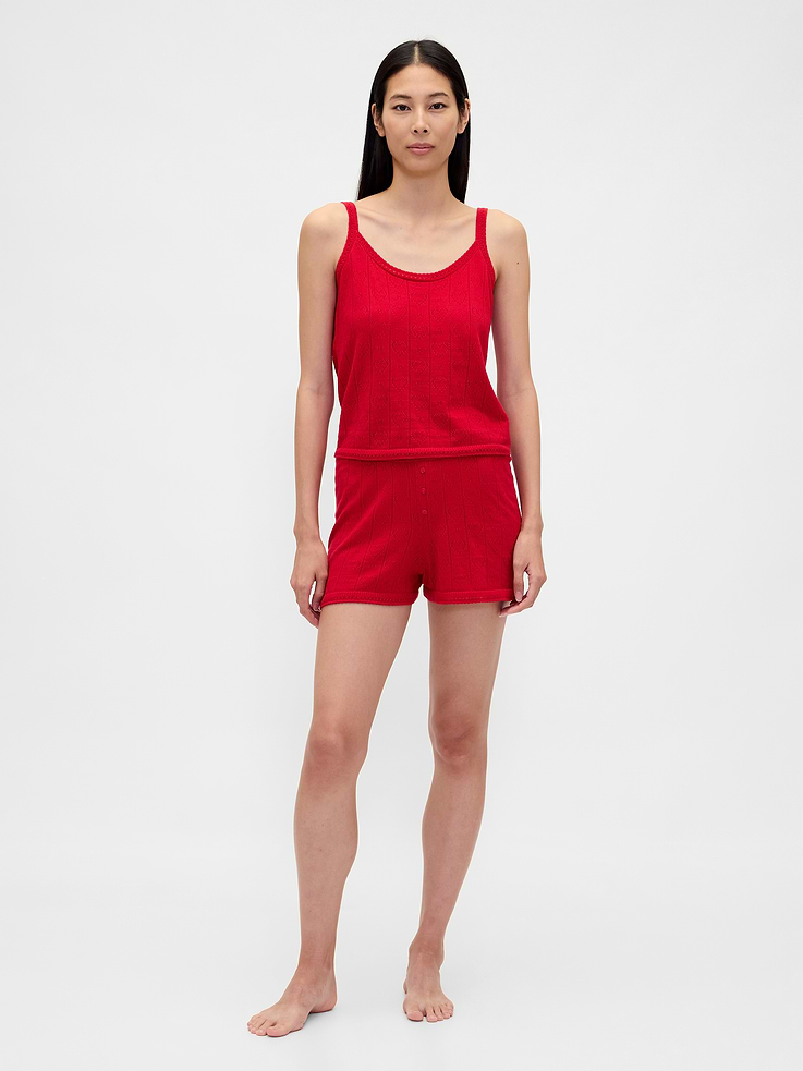 Image number 2 showing, Lightweight CashSoft Pointelle Heart PJ Tank Top