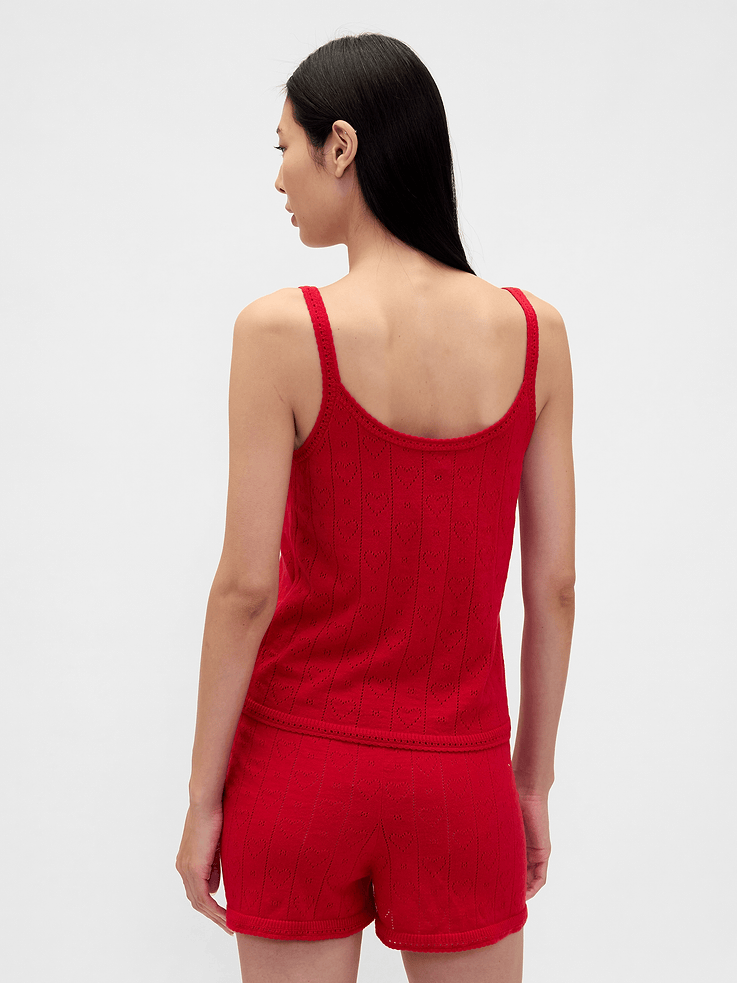 Image number 3 showing, Lightweight CashSoft Pointelle Heart PJ Tank Top
