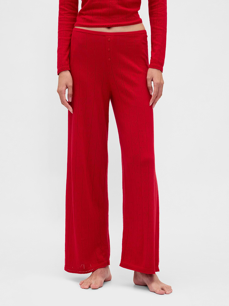 Image number 2 showing, Lightweight CashSoft Pointelle Heart PJ Pants