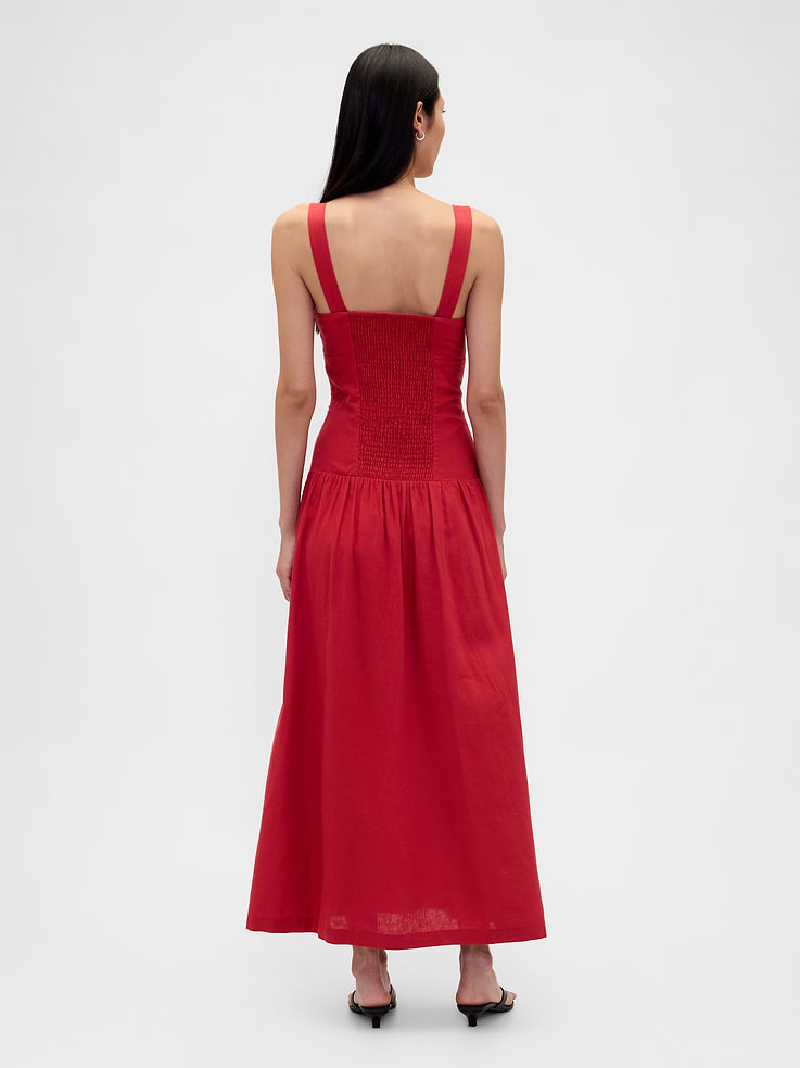 Image number 2 showing, Linen-Blend Drop-Waist Corset Maxi Dress