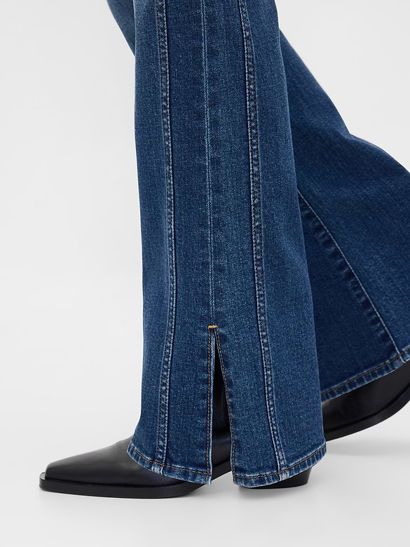Low Rise Long & Lean Seamed Split-Hem Jeans