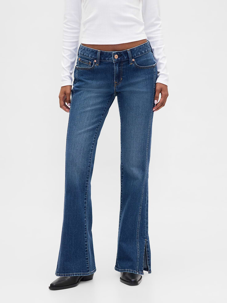 Image number 2 showing, Low Rise Long & Lean Seamed Split-Hem Jeans