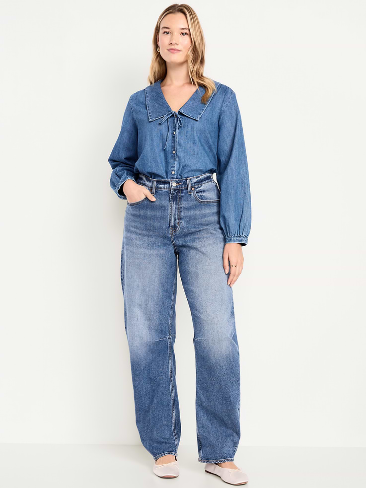 Image number 5 showing, High-Waisted Barrel Jeans