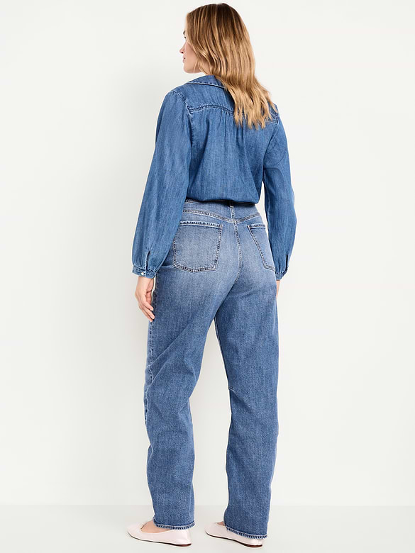 High-Waisted Baggy Barrel Jeans