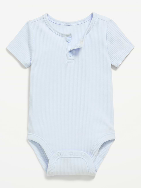 Short Short-Sleeve Henley Ribbed Bodysuit for Baby on clearance at Old Navy — 55% off