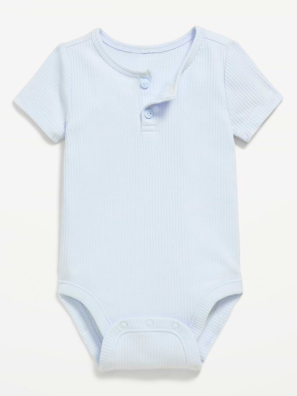 Cache-couche henley en tricot côtelé à manches courtes pour bébé