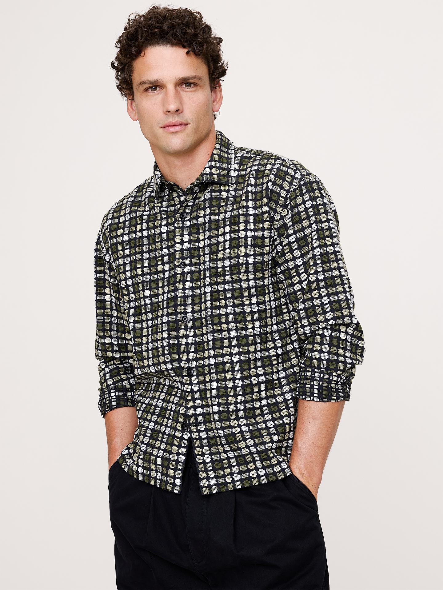 Image number 1 showing, Relaxed-Fit Jacquard Shirt
