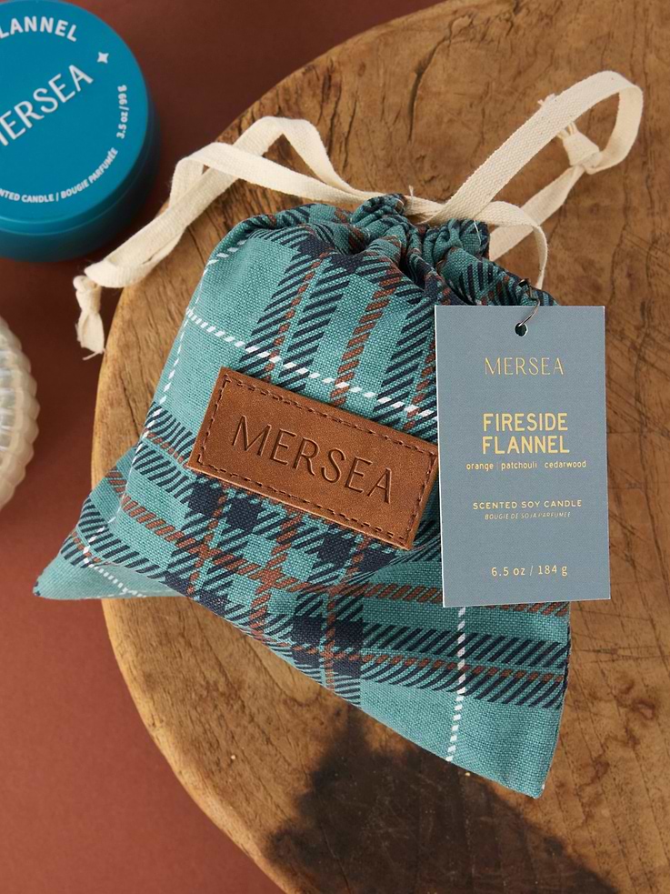 Image 2 of 2, Mersea Fireside Flannel Plaid Bagged Candle