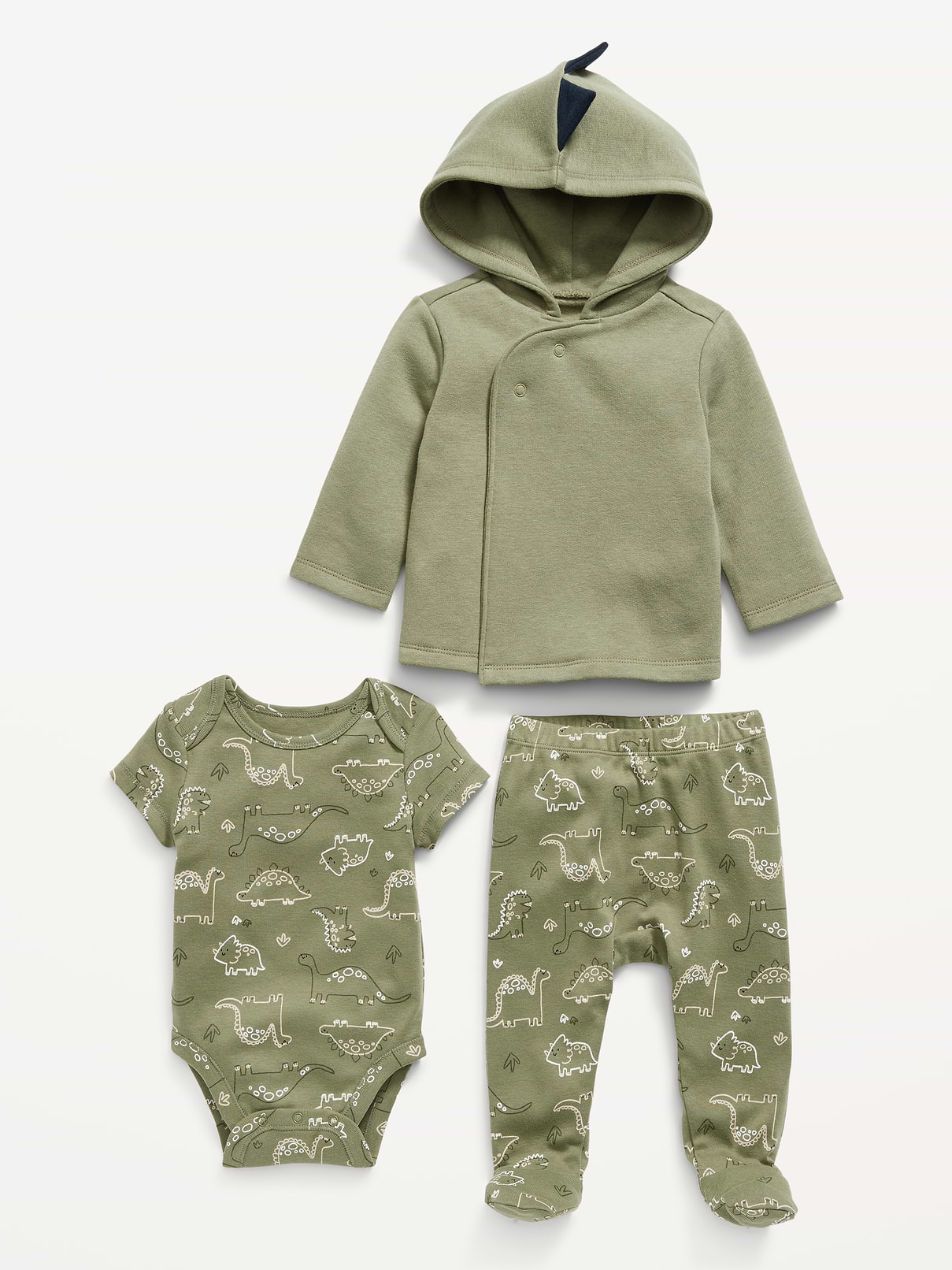 Image number 2 showing, Unisex 3-Piece Dino-Print Layette Set for Baby