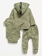 Image number 3 showing, Unisex 3-Piece Dino-Print Layette Set for Baby