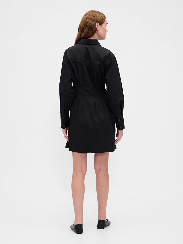 Pleated Mini Shirtdress