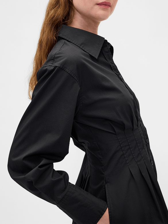 Pleated Mini Shirtdress