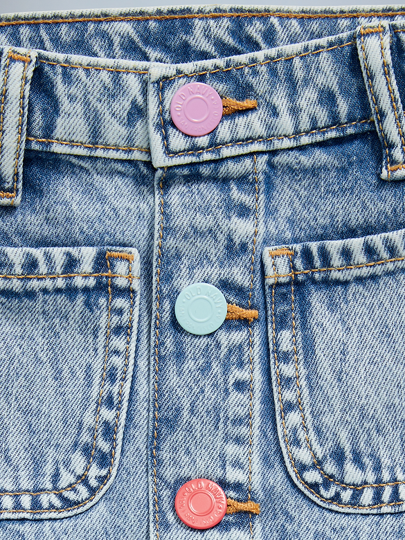 High-Waisted Button-Front Jean Skirt for Toddler Girls