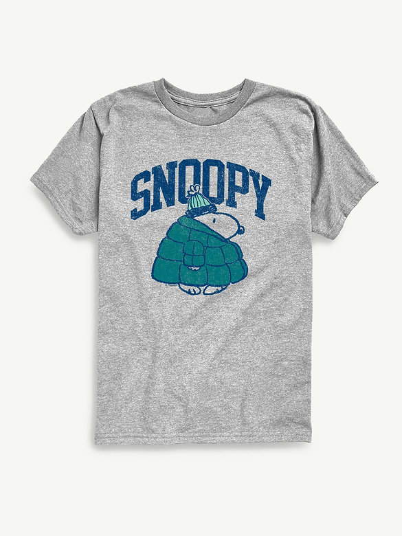 Peanuts Snoopy In Puffer Coat Short Sleeve Tee For Kids