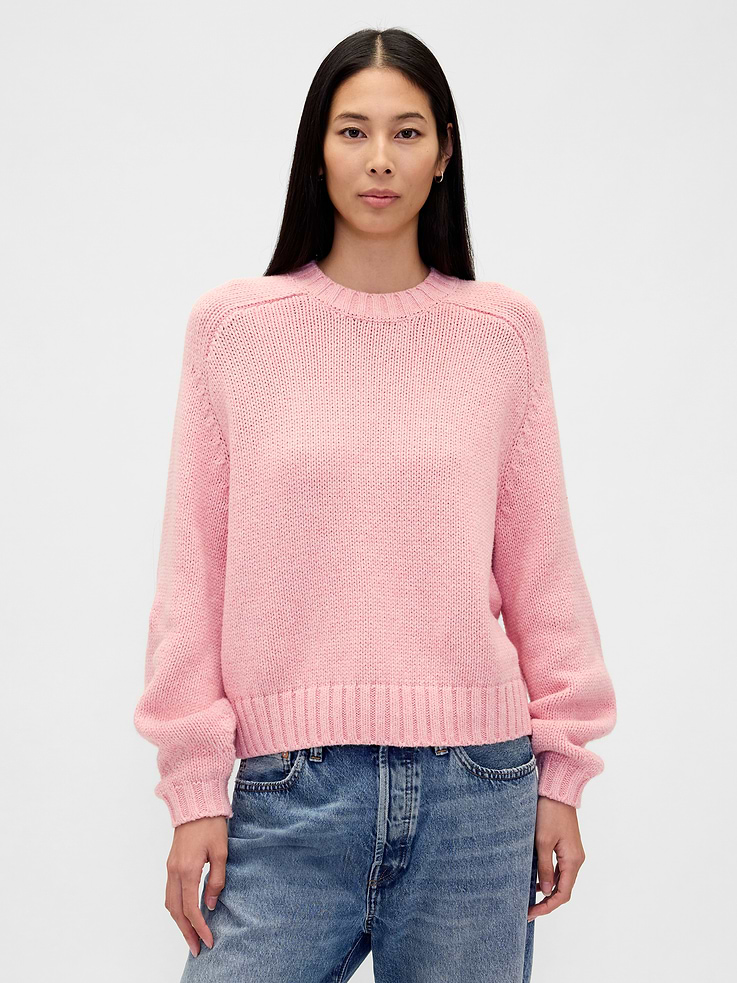 Image number 1 showing, Cotton-Blend Relaxed Crewneck Sweater