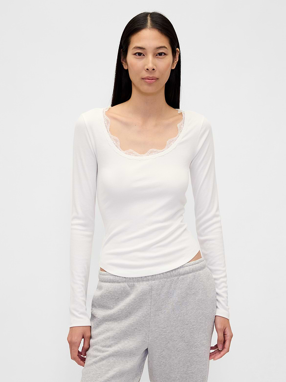 Mini Rib Lace-Trim PJ Top