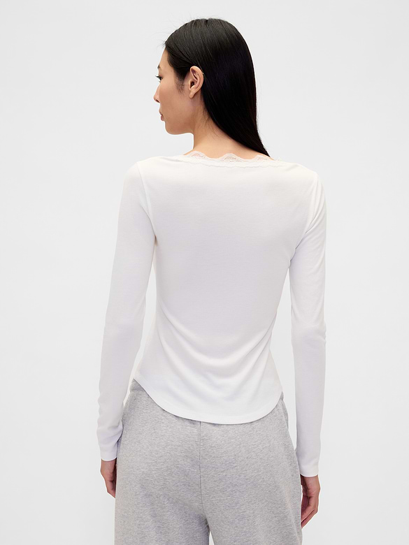 Mini Rib Lace-Trim PJ Top