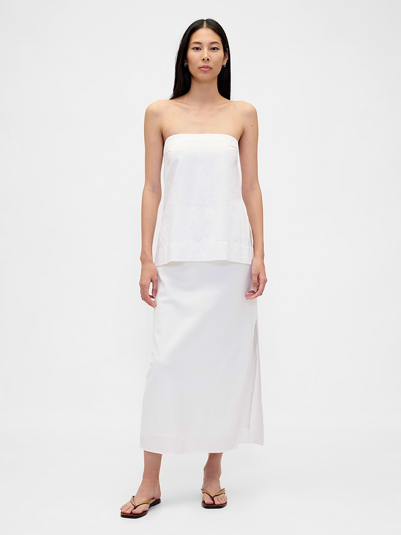 Linen-Blend Maxi Skirt