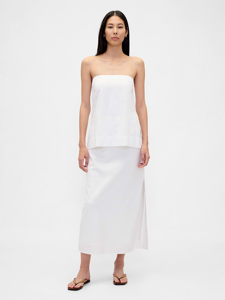 Image number 1 showing, Linen-Blend Maxi Skirt
