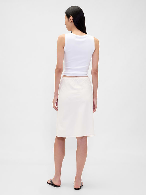 Linen-Blend Bias-Cut Skirt