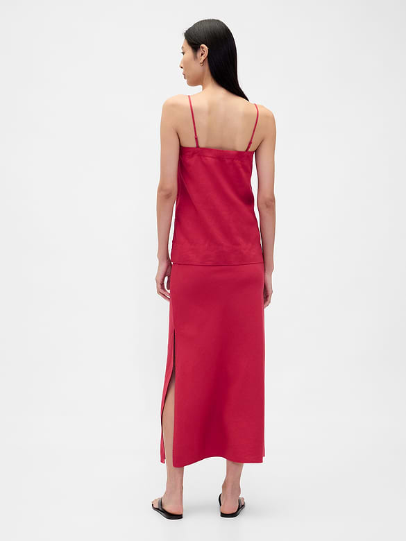 Linen-Blend Maxi Skirt