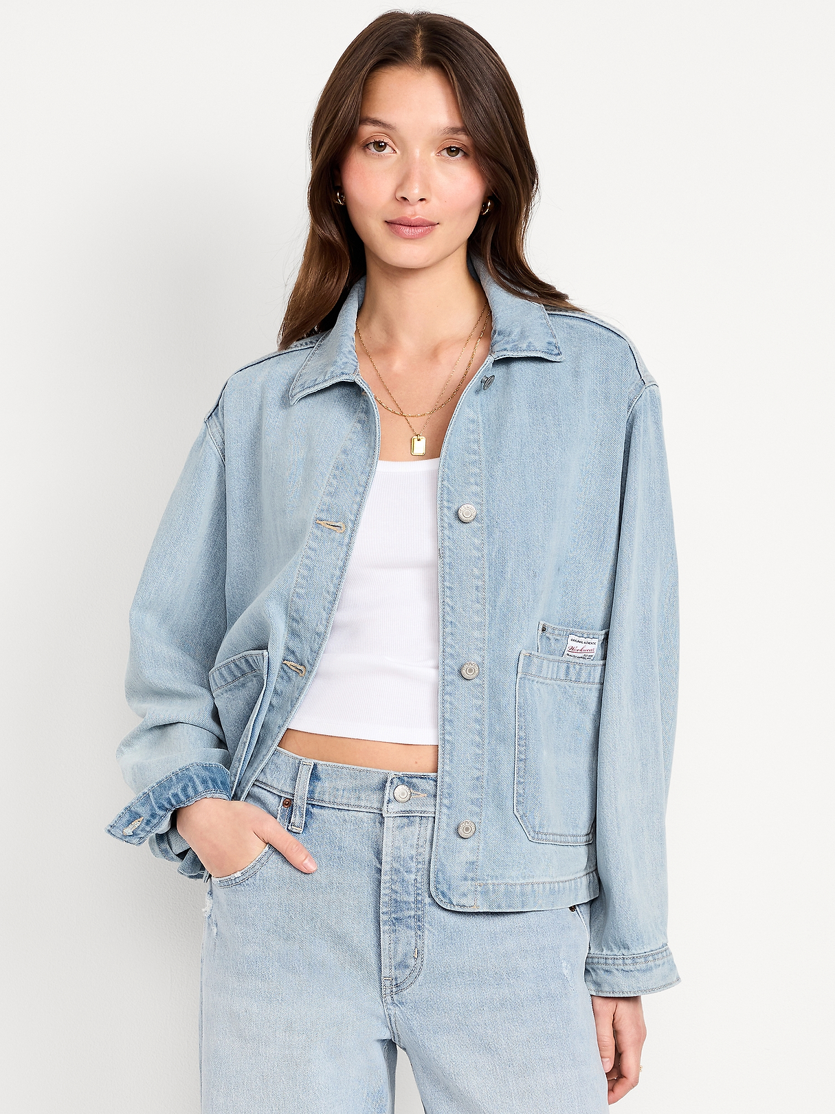 Cropped Denim Chore Jacket | Old Navy