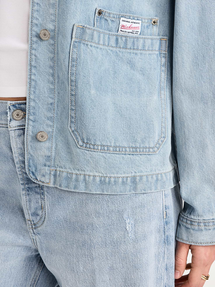 Image number 5 showing, Cropped Denim Chore Jacket