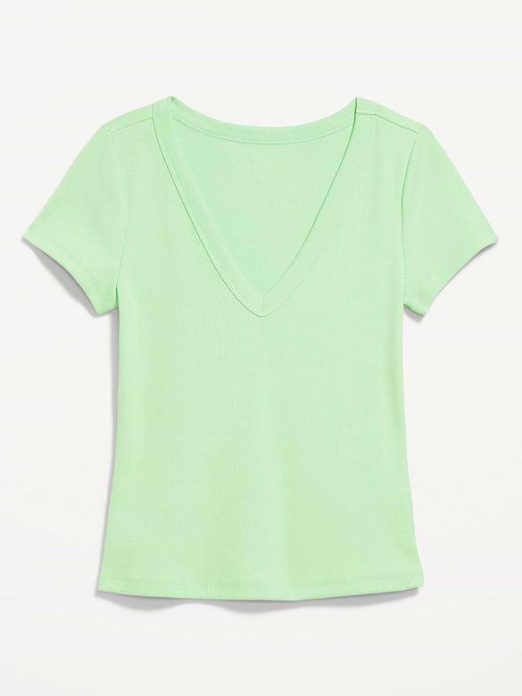 T-shirt court moulant à encolure en V