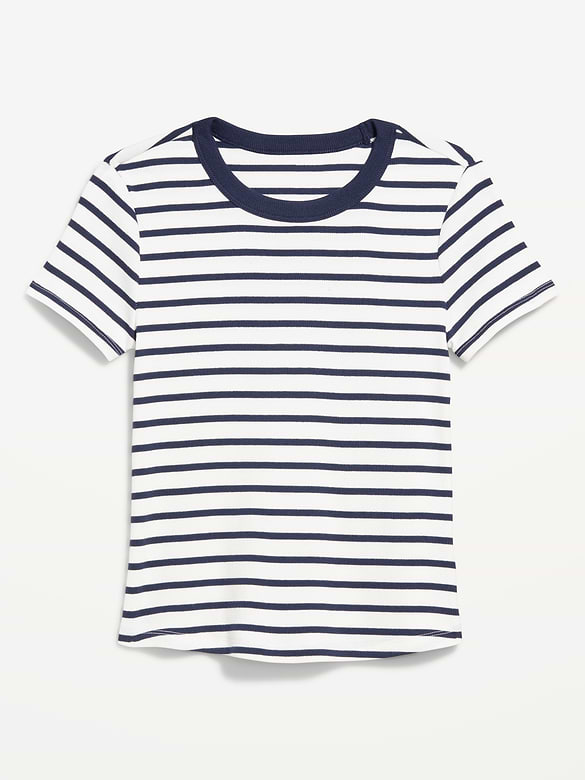 T-shirt moulant côtelé ras du cou
