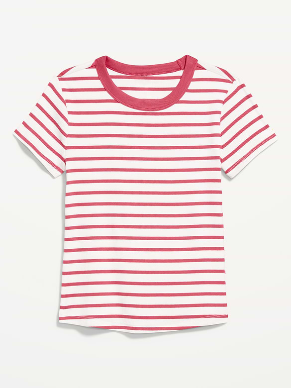 T-shirt moulant côtelé ras du cou
